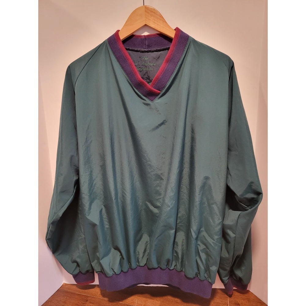 VTG 90s St. Andrews Connection Walls Inc Golf Pullover Windbreaker Mens L Green